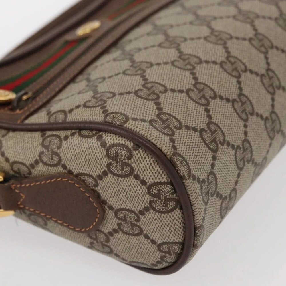 GUCCI GG Supreme Web Sherry Line Bag PVC Beige Red - Picture 4 of 16